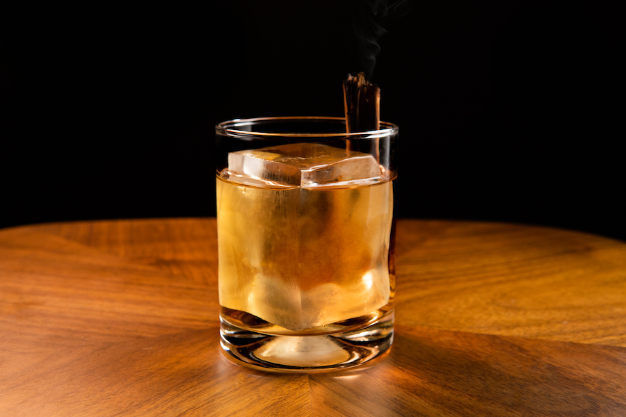 Smoked Cinnamon Anejo Tequila Old Fashioned